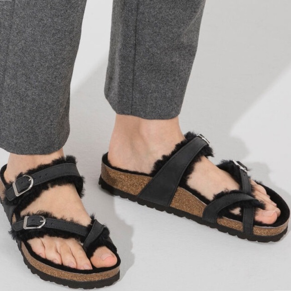 Birkenstock Mayari Shearling Natural Leather Oiled sandals size 6 - Picture 1 of 12